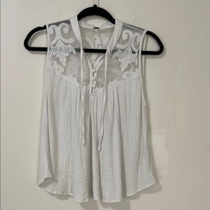 ☀️Sale☀️ Free People Western Romance white sleeveless top size XS